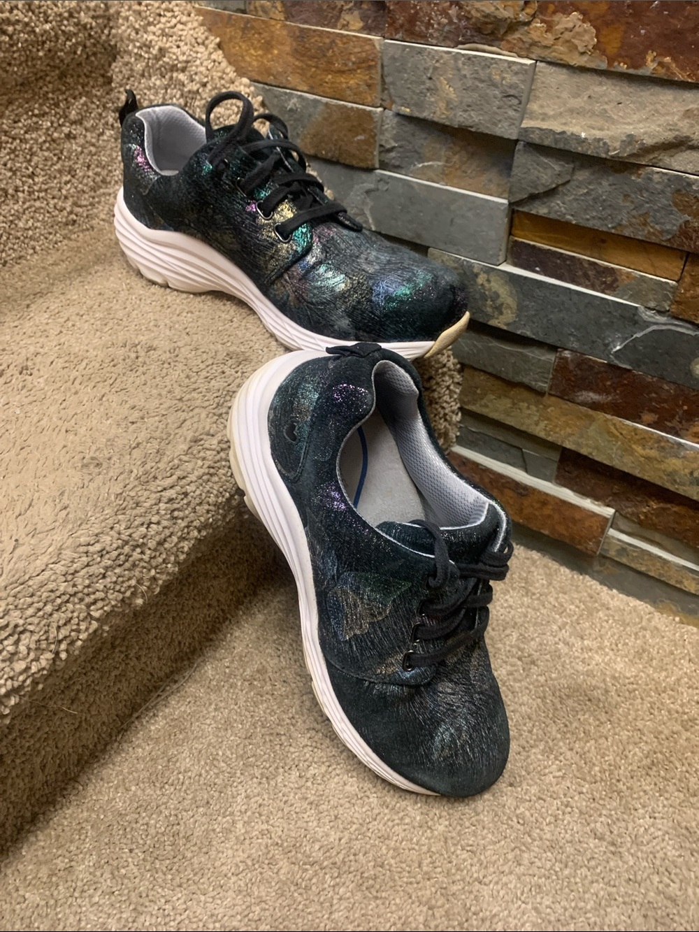 Nurse mates 8m metallic butterfly 🦋 Women's Black Iridescent Athletic Sneakers